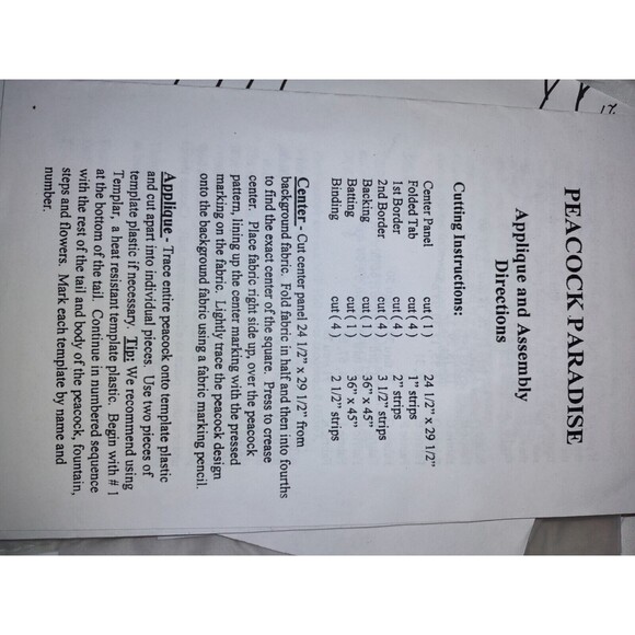 5/$25 1998 Country Heirlooms PEACOCK PARADISE Applique QUILT PATTERN Design - Picture 7 of 9